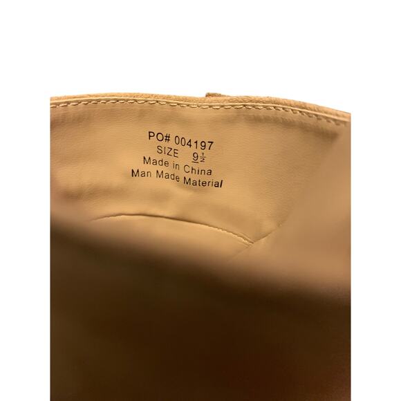 Tan Ruffled Faux Suede Slide Sandals Low Block Heel Size 9.5 NWOT - Picture 8 of 9